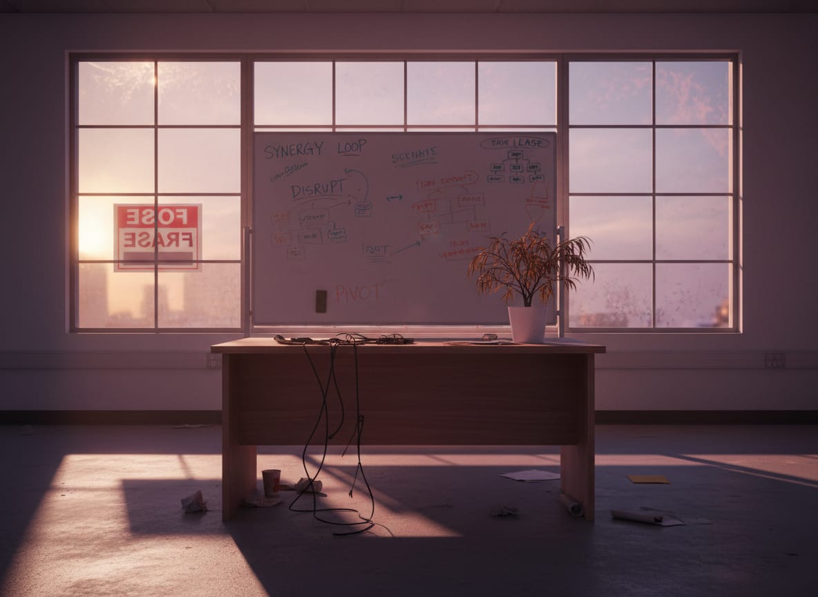 Empty startup office illustrating AI scaling bubble aftermath