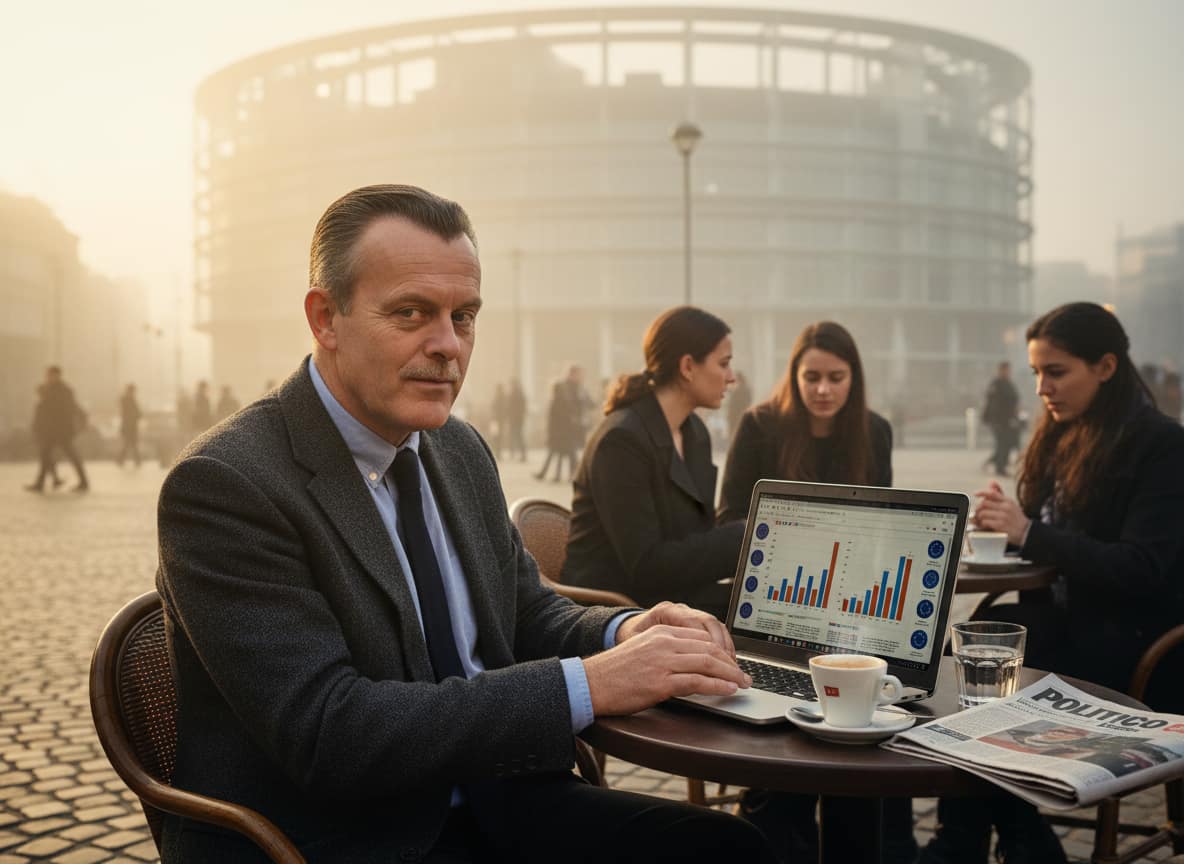 British man in Brussels cafe analyzing Germany Italy Europe partnership news