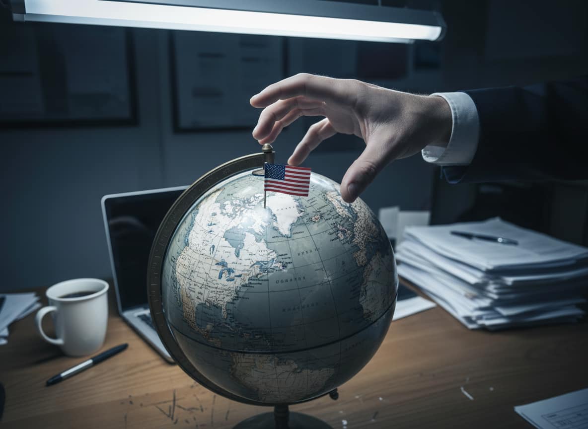 Globe showing Greenland tariffs NATO countries with flags marking targeted allies