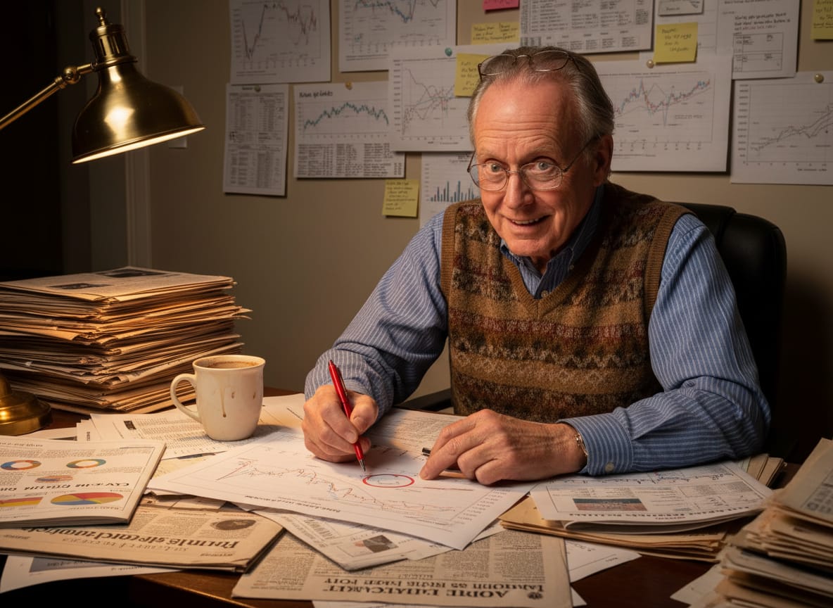 Dr. Murray Belden reviews NY Fed report confirming tariffs consumption tax at desk with gold bar and economic charts