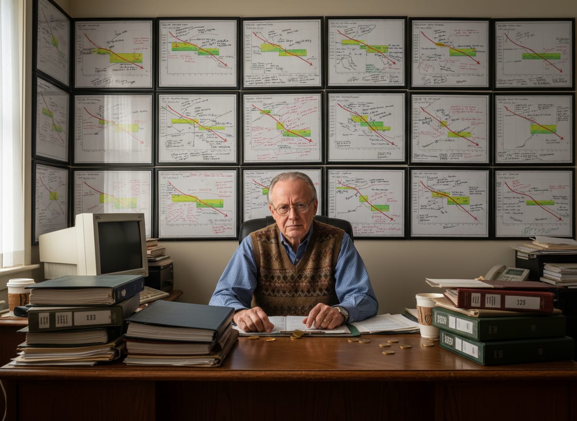 Dr. Murray Belden delivers his economic collapse warning from his home office surrounded by charts and gold coins